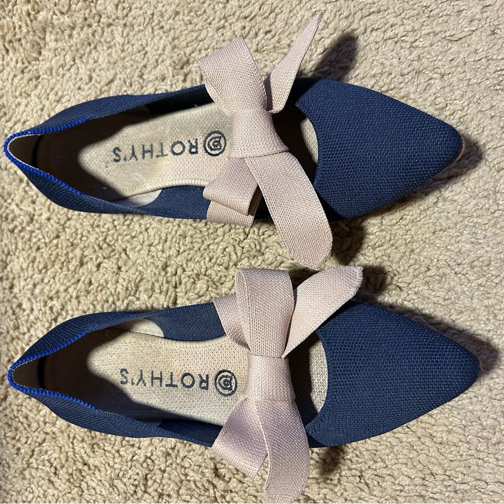 Rothy's Navy and pink Mary Jane’s